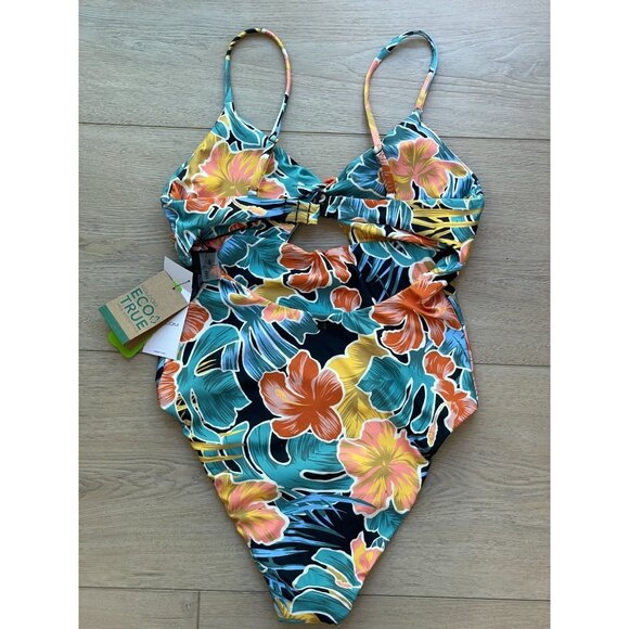 NEW $105 Volcom Womens XS One Piece Tropical Floral Take It Easy Swimsuit - Picture 9 of 12